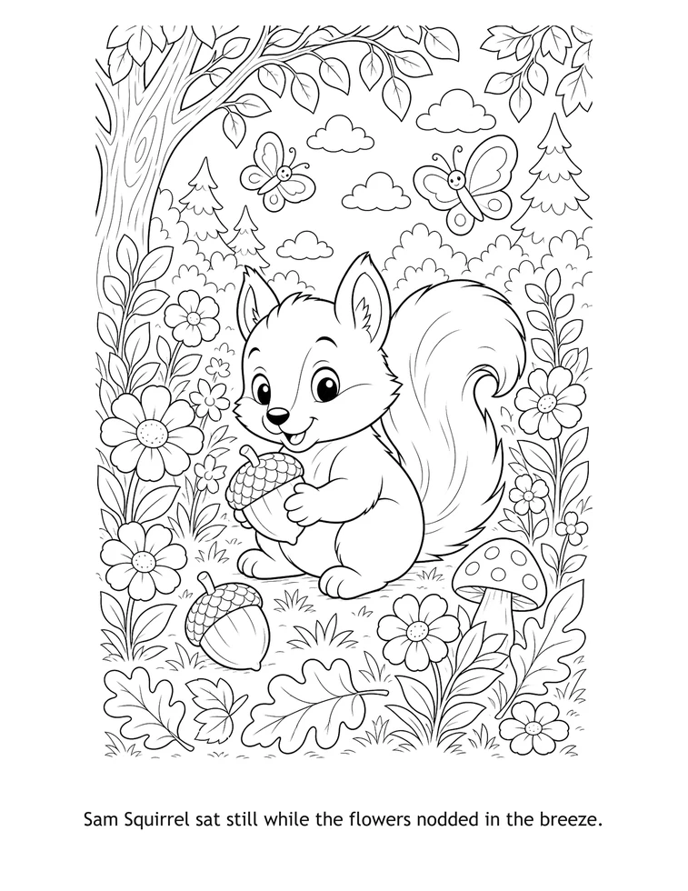 Sample coloring page from Cute Forest Friends