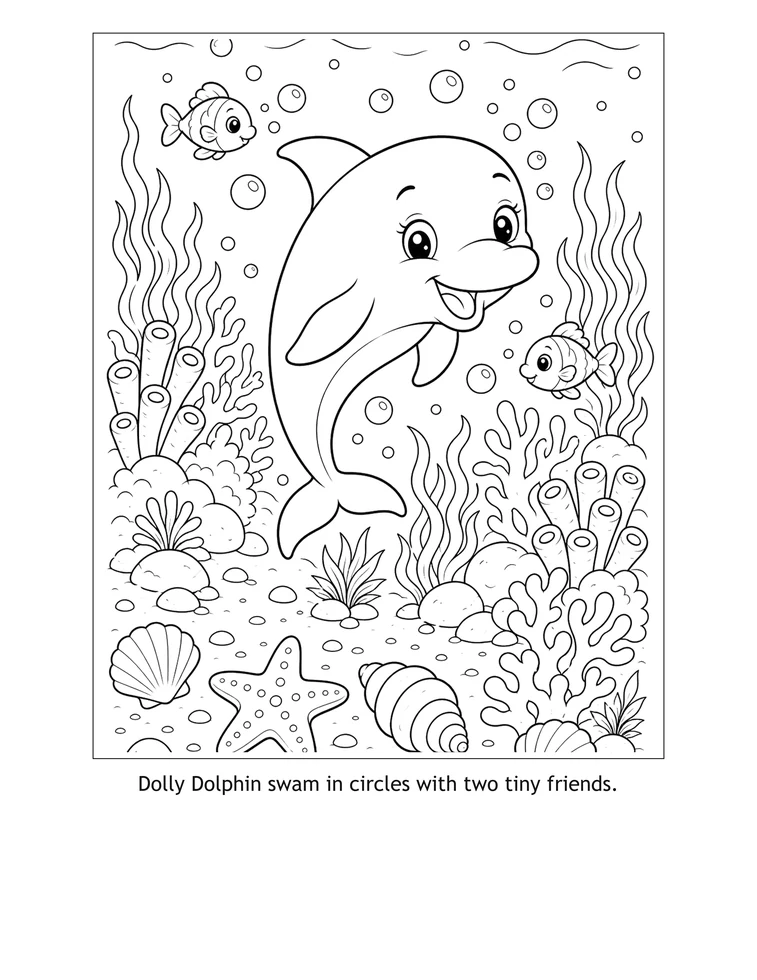 Sample coloring page from Cute Ocean Friends